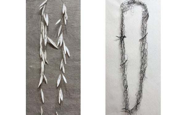 Image 1 Kayo Saito, silver, paper necklace - Image 2 Oxidised silver necklace