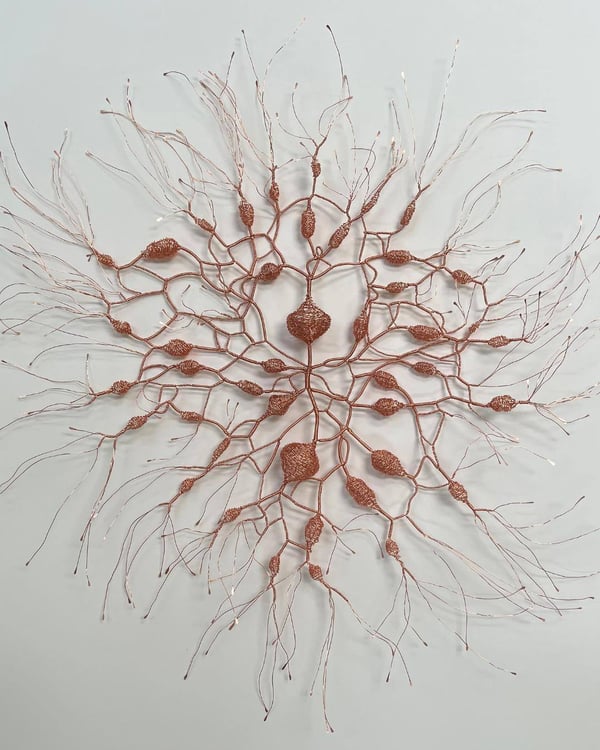 Sally Blake, Inner World, 2022. Woven copper wire, 60 x 60 cm